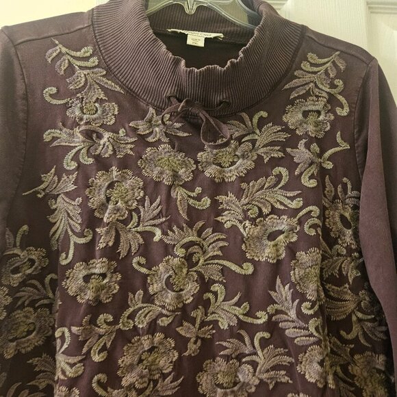 Coldwater Creek wine boho Hippie embroidery tunic shirt XLP - Picture 8 of 10